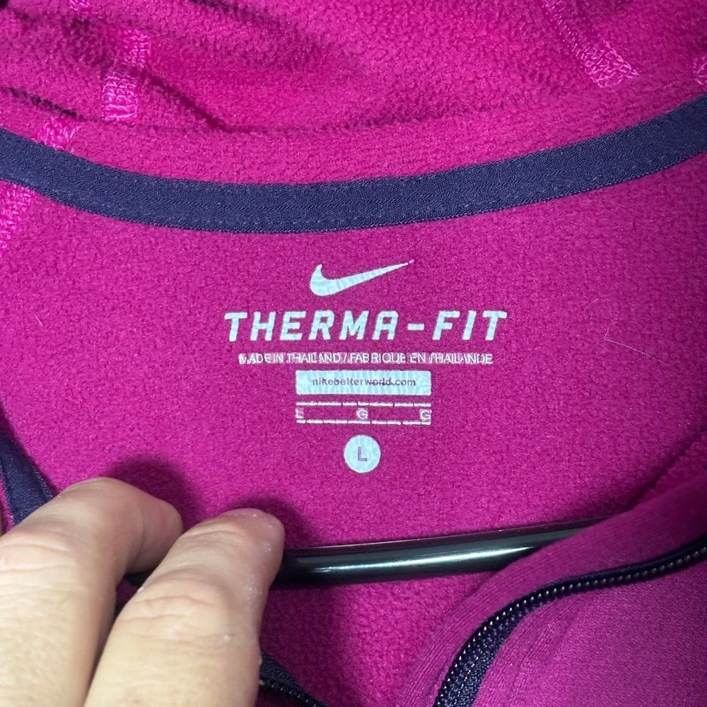 Nike Therma-FIT Womens Full Zip Hoodie Pink Purple Thumbhole Fleece Large 1647